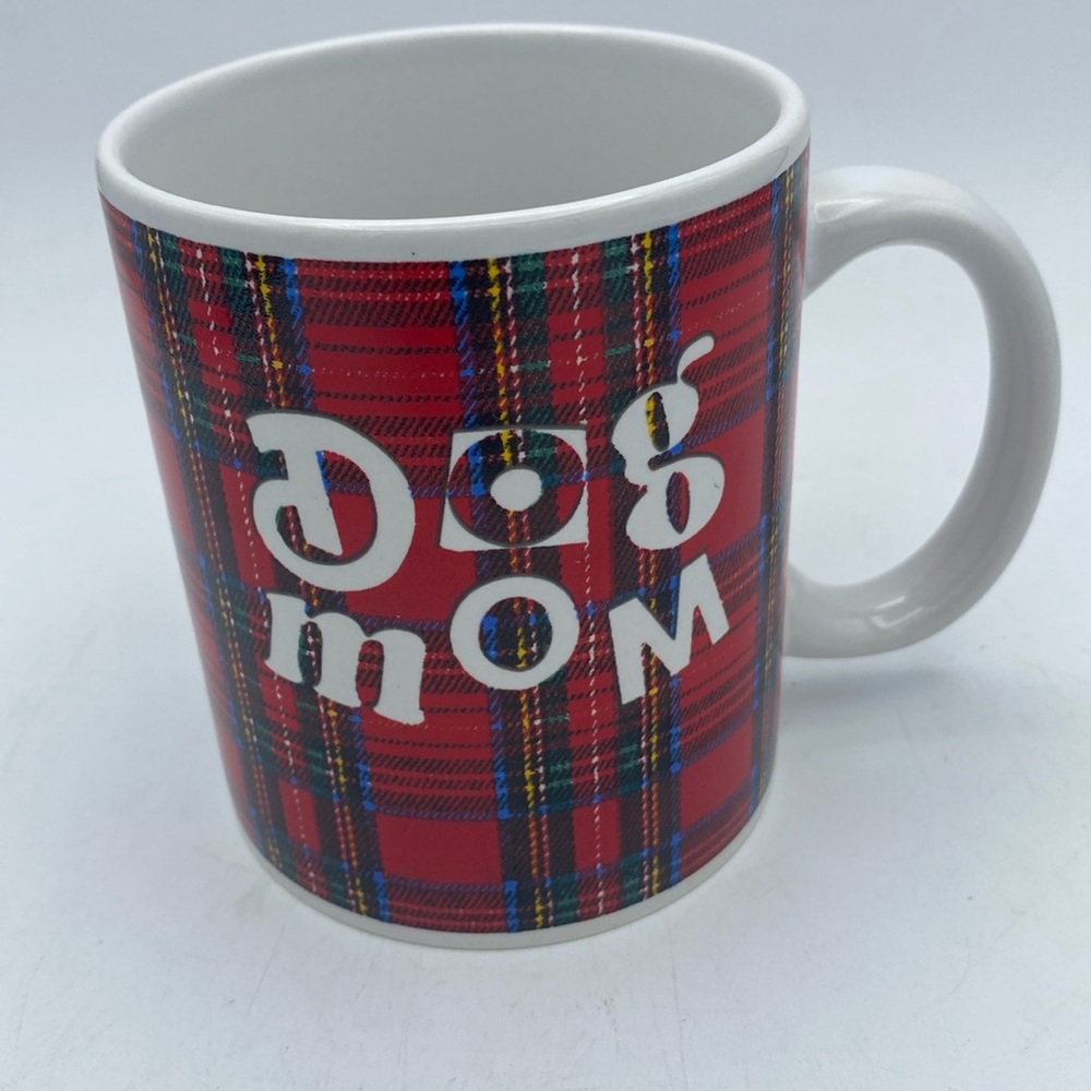 Dog Mom MSRF Inc Design Studios plaid ceramic coffee tea hot cocoa mug cup